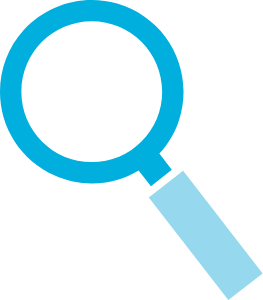 Magnifying glass in blue tones.