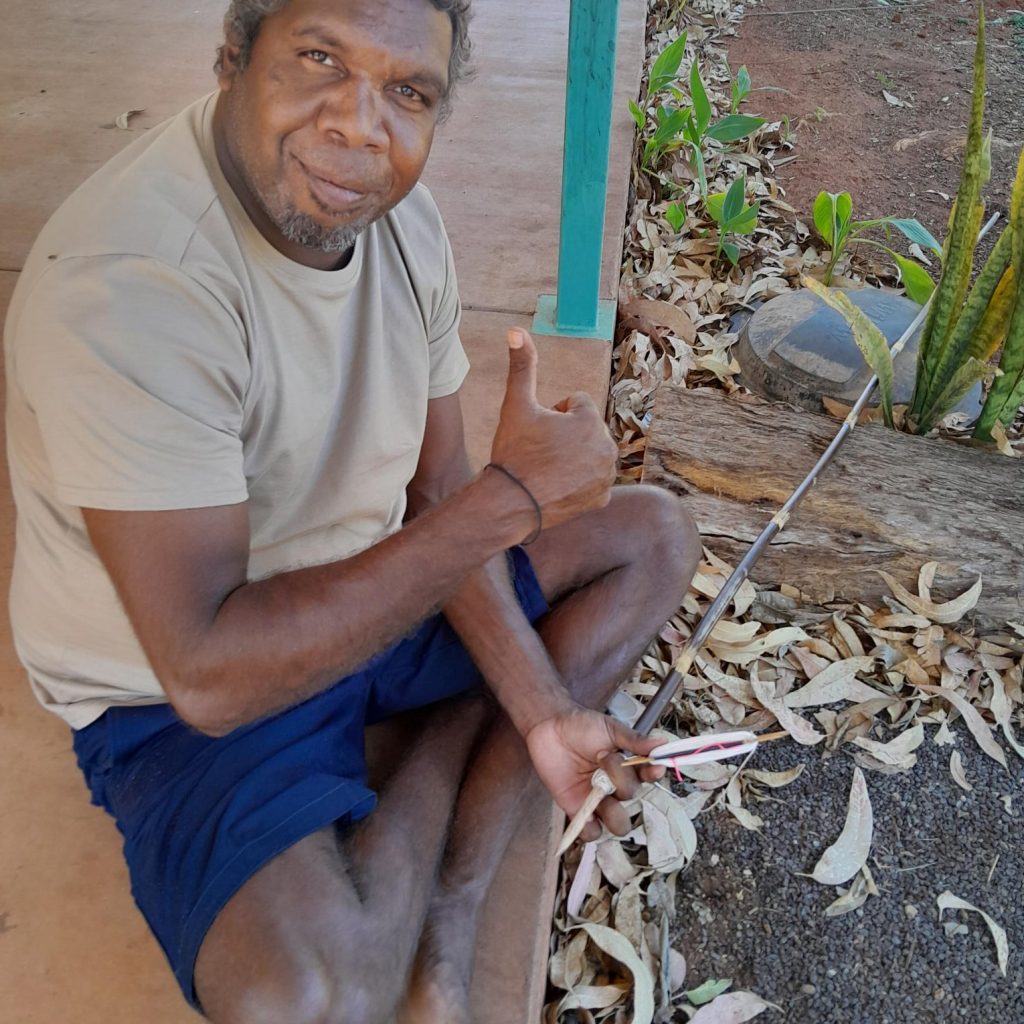 Venndale Rehabilitation Centre client making a spear with STEPS SEE class.