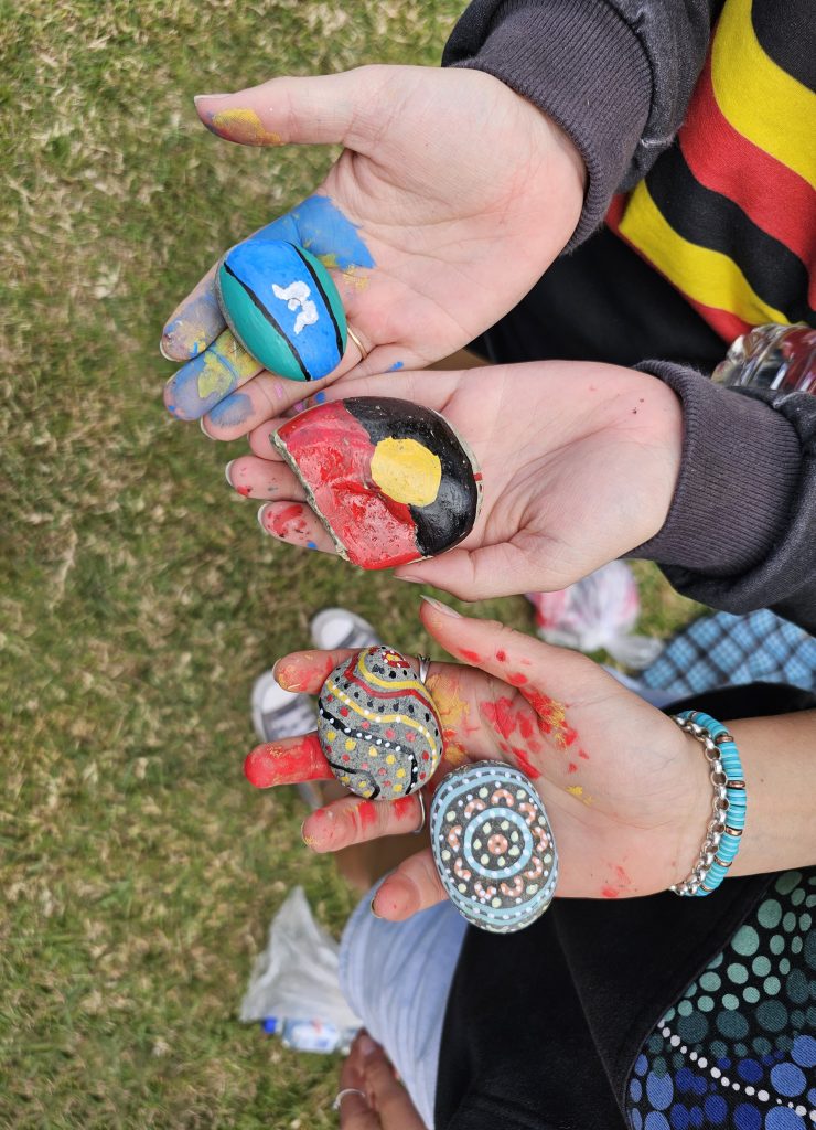 STEPS Group Australia had an interactive stall at the event and invited the community to participate in rock painting.