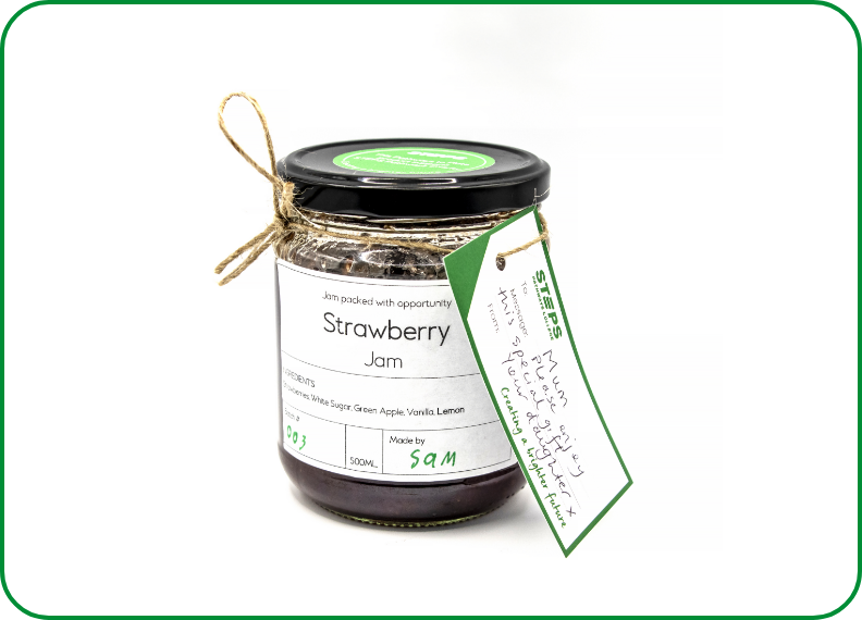 A jar of Pathways to Plate’s Strawberry Jam