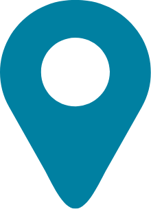 Blue location pin icon representing a place, venue, address, or map location.