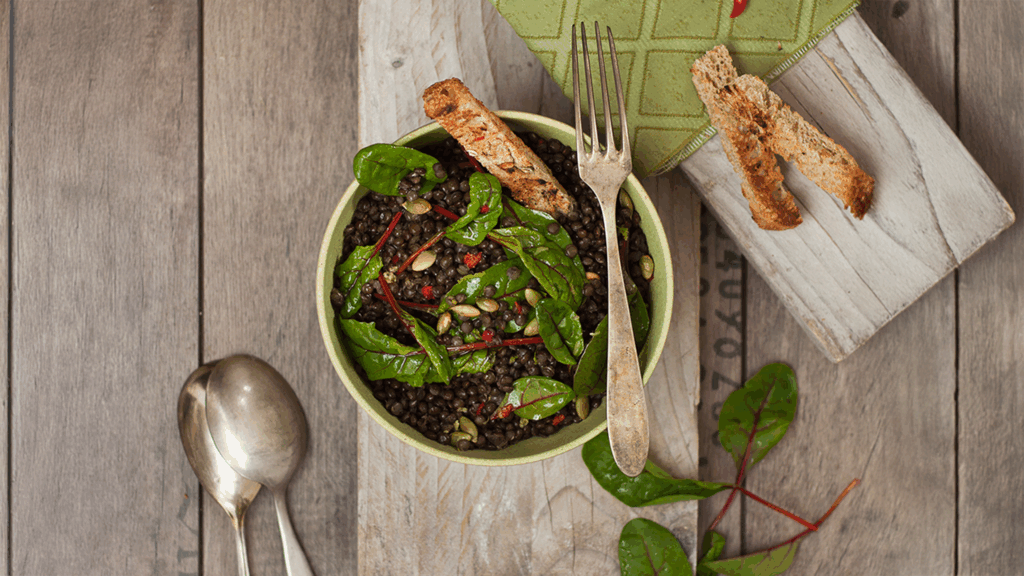 Warm Chard and Lentil Salad