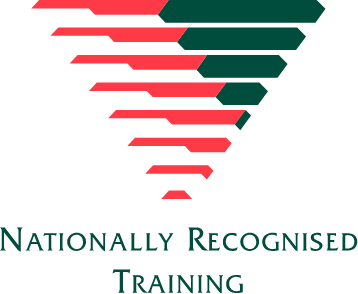 Nationally Recognised Training logo featuring a stylised red and green funnel-shaped design above the words “Nationally Recognised Training”.