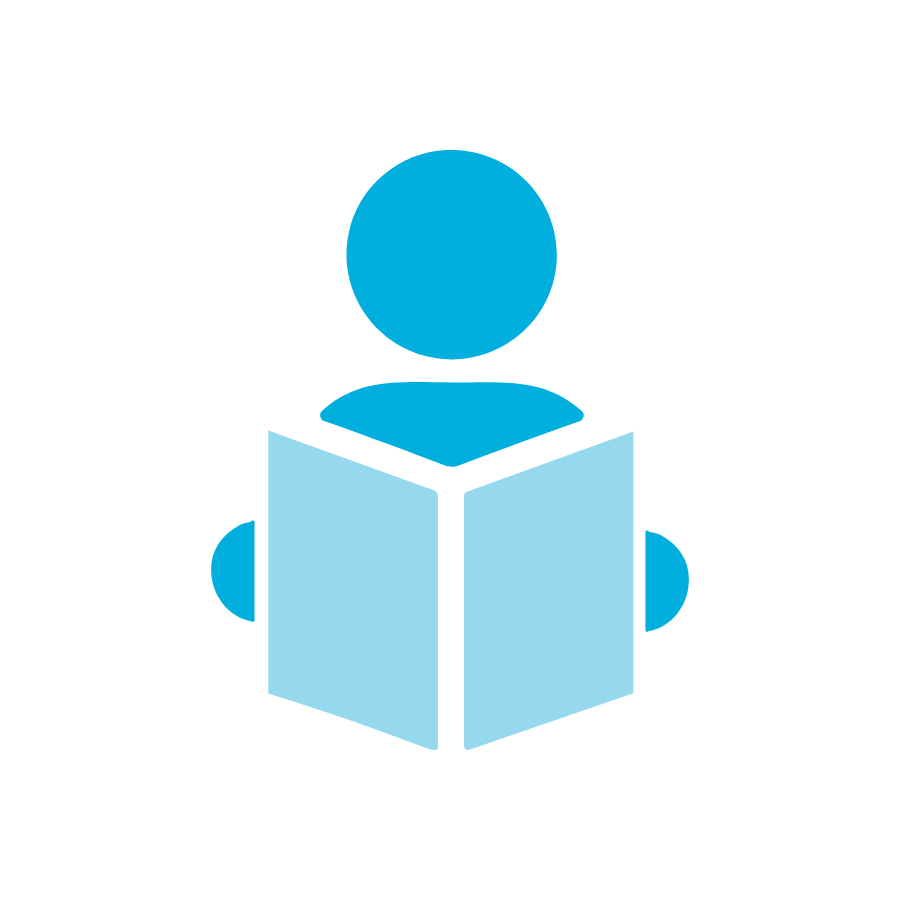 An icon of a person reading a book