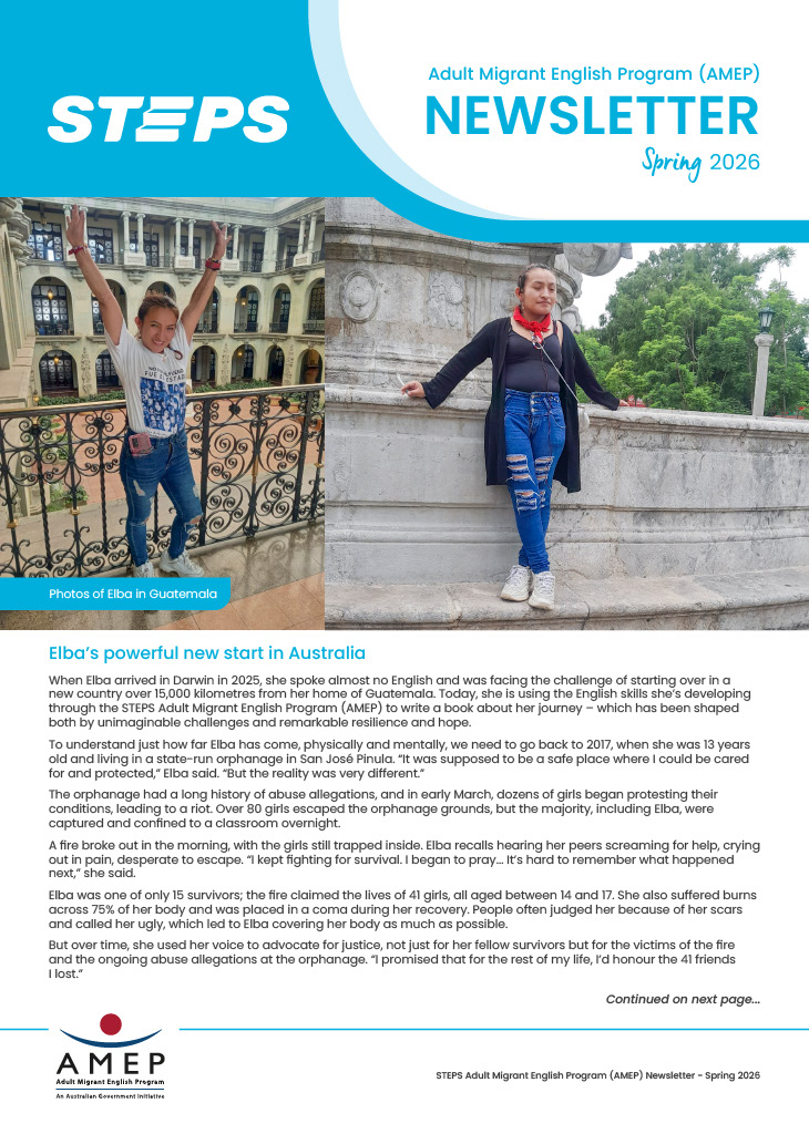 Spring 2026 STEPS Adult Migrant English Program (AMEP) Newsletter cover page